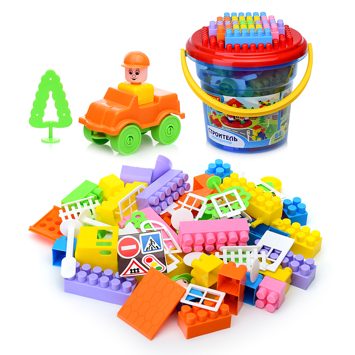 Фото к товару Конструктор "Строитель" (84 элем. в ведре "Макси" с крышкой) Конструктор "Строитель" (84 элем. в ведре "Макси" с крышкой)