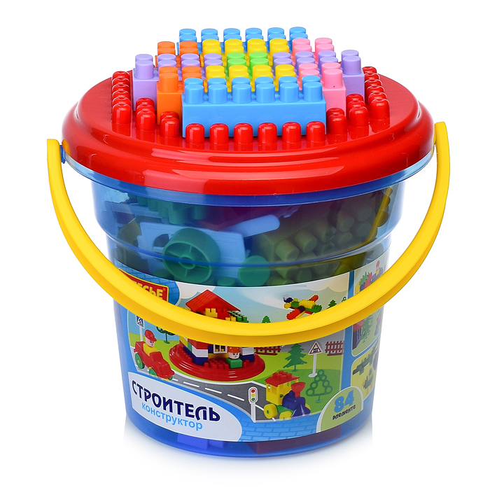 Фото к товару Конструктор "Строитель" (84 элем. в ведре "Макси" с крышкой) Конструктор "Строитель" (84 элем. в ведре "Макси" с крышкой)