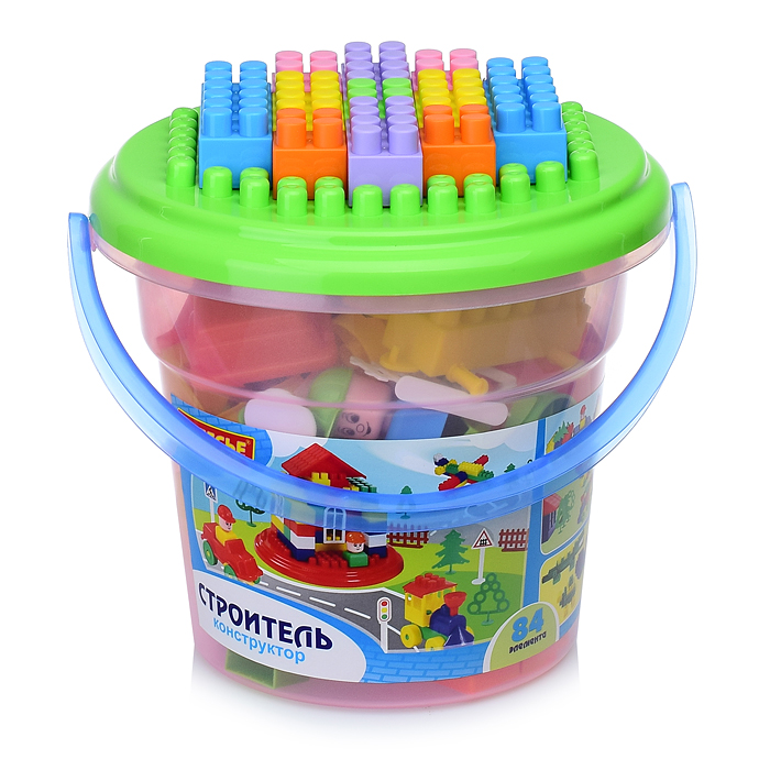 Фото к товару Конструктор "Строитель" (84 элем. в ведре "Макси" с крышкой) Конструктор "Строитель" (84 элем. в ведре "Макси" с крышкой)