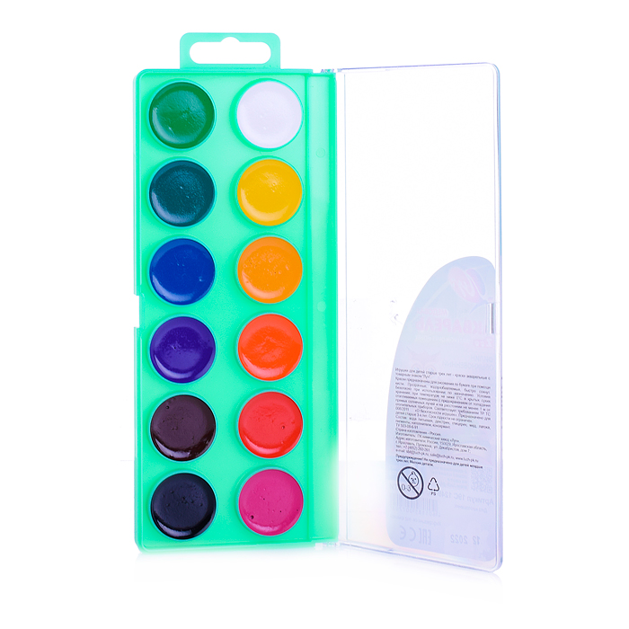 Фото к товару Акварель 12цв. "ZOO" медовая Акварель 12цв. "ZOO" медовая