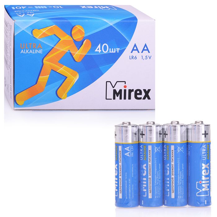 Батарея щелочная Mirex LR6 / AA 1,5V, в упаковке 40 шт. (4) Батарея щелочная Mirex LR6 / AA 1,5V, в упаковке 40 шт. (4)