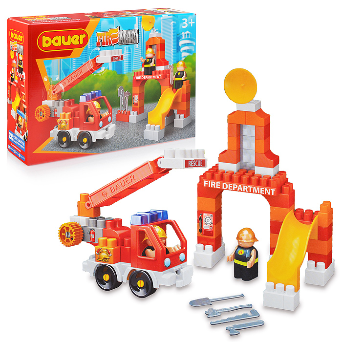 Конструктор 740 "Fireman" Набор пожарная машина и тренировочная площадка