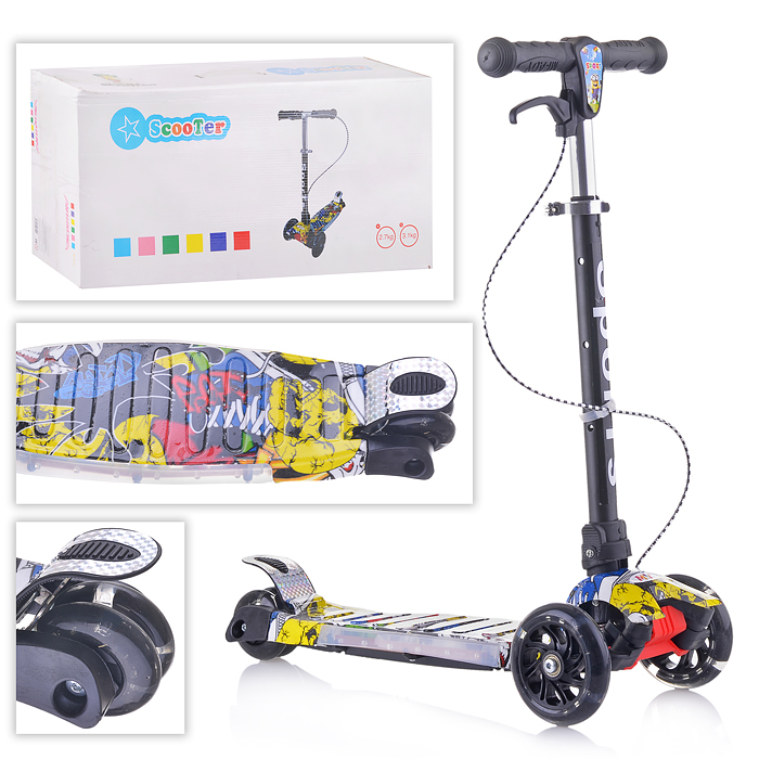 Самокат U001093Y цвет "Микс" со свет. колесами PU, в коробке