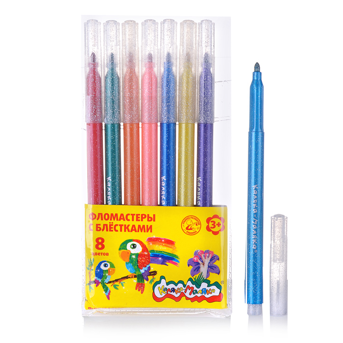 Фломастеры 8 цветов с блестками Фломастеры 8 цветов с блестками