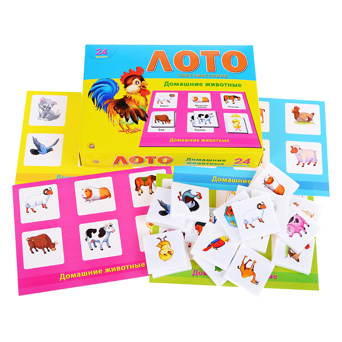 Лото пластиковое 24 фишки. Домашние животные Лото пластиковое 24 фишки. Домашние животные