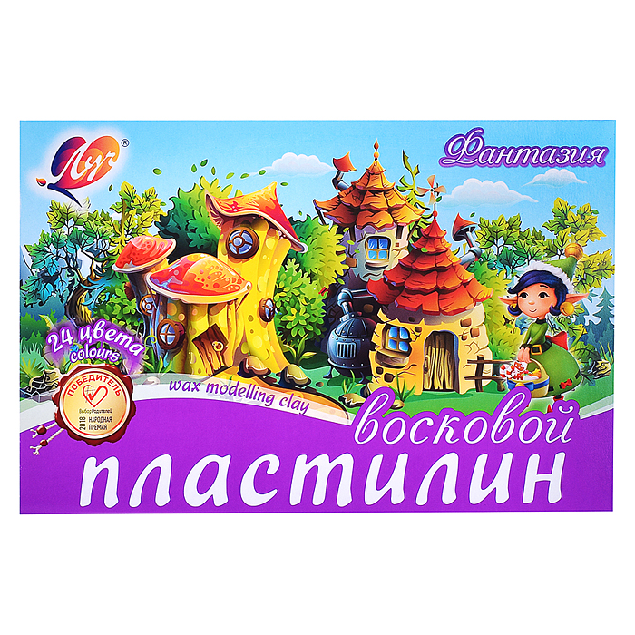 Фото к товару Пластилин мягкий (восковой) 24 цв."Фантазия" картон Пластилин мягкий (восковой) 24 цв."Фантазия" картон