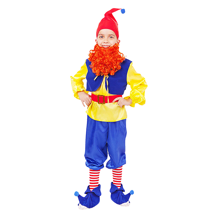 Костюм "Гном Тилли" (рубашка с поясом, брюки, башмачки, колпак, борода) р. 128-64 Костюм "Гном Тилли" (рубашка с поясом, брюки, башмачки, колпак, борода) р. 128-64