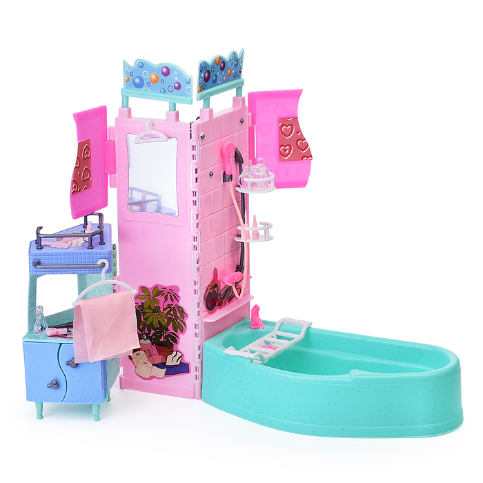 Фото к товару Набор мебели для кукол 21013 "Ванная комната" в коробке Набор мебели для кукол 21013 "Ванная комната" в коробке