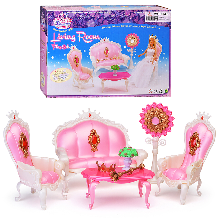 Набор мебели для кукол 1204 "Комната принцессы" в коробке Набор мебели для кукол 1204 "Комната принцессы" в коробке