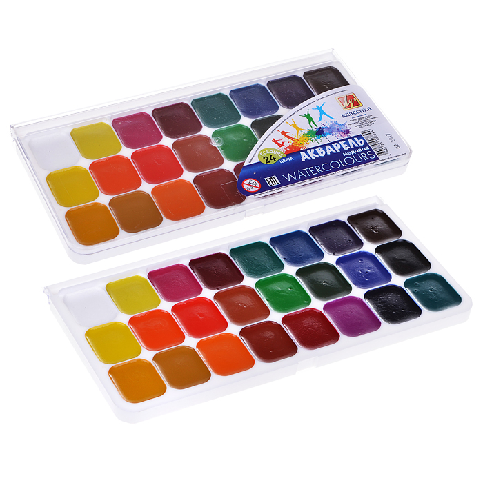 Акварель 24 цв. "Классика" без кисти (европодвес) Акварель 24 цв. "Классика" без кисти (европодвес)