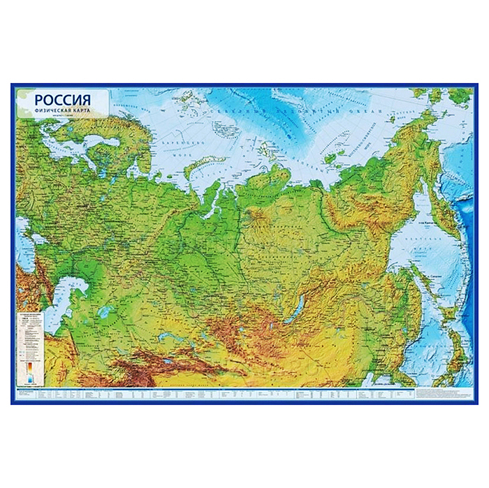 Карта настенная. Россия. Физическая 1:8,5М 101х70 (с ламинацией) Карта настенная. Россия. Физическая 1:8,5М 101х70 (с ламинацией)