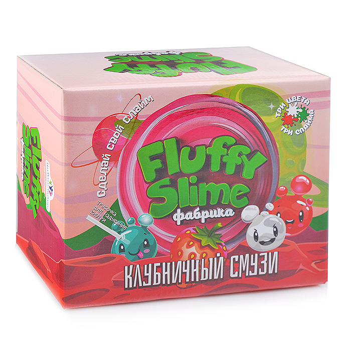Набор для опытов и экспериментов "Флаффи-слайм фабрика" Клубничный смузи