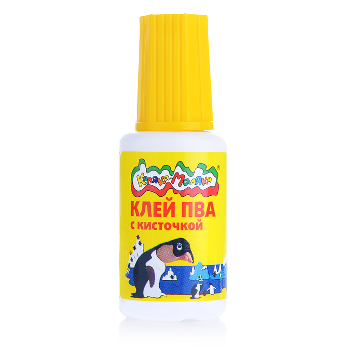 Клей ПВА 20 г с кисточкой канцелярский детский  