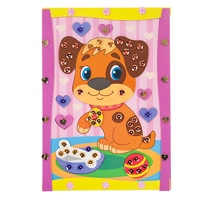 Фото к товару Набор для творчества с пайетками "Милый щенок" А5, 4+ Набор для творчества с пайетками "Милый щенок" А5, 4+