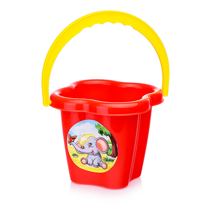 Фото к товару Набор №142: ведро-цветок среднее, ситечко-цветок, лопатка №5, грабельки №5, 4 формочки Набор №142: ведро-цветок среднее, ситечко-цветок, лопатка №5, грабельки №5, 4 формочки