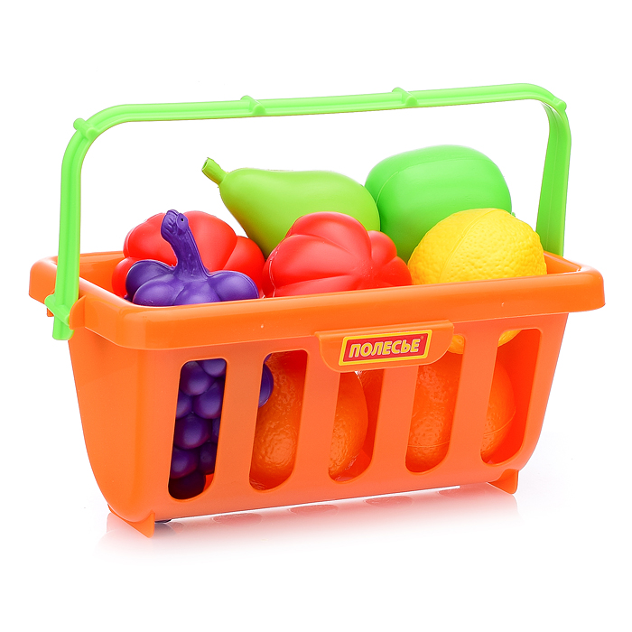 Фото к товару Набор продуктов с корзинкой №2 (9 элементов) (в сеточке) Набор продуктов с корзинкой №2 (9 элементов) (в сеточке)