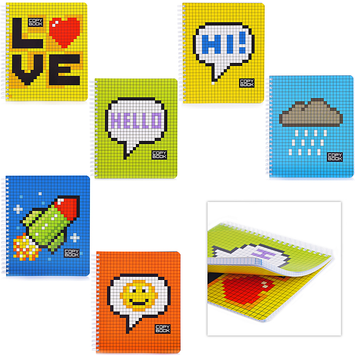 Тетрадь 96л. клетка А5 Гребень ML Перевертыш, пиксель стандарт Тетрадь 96л. клетка А5 Гребень ML Перевертыш, пиксель стандарт