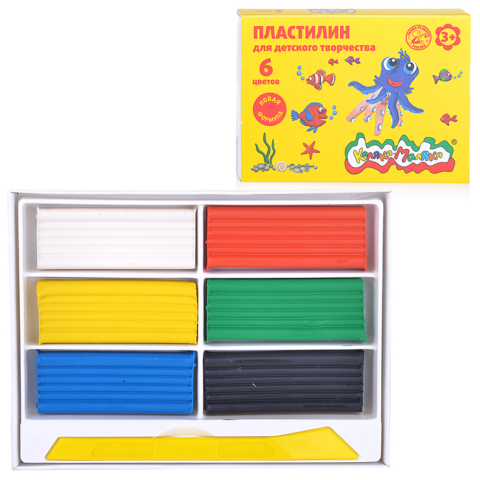 Пластилин для детского творчества 6 цв. 90 г, со стеком Пластилин для детского творчества 6 цв. 90 г, со стеком