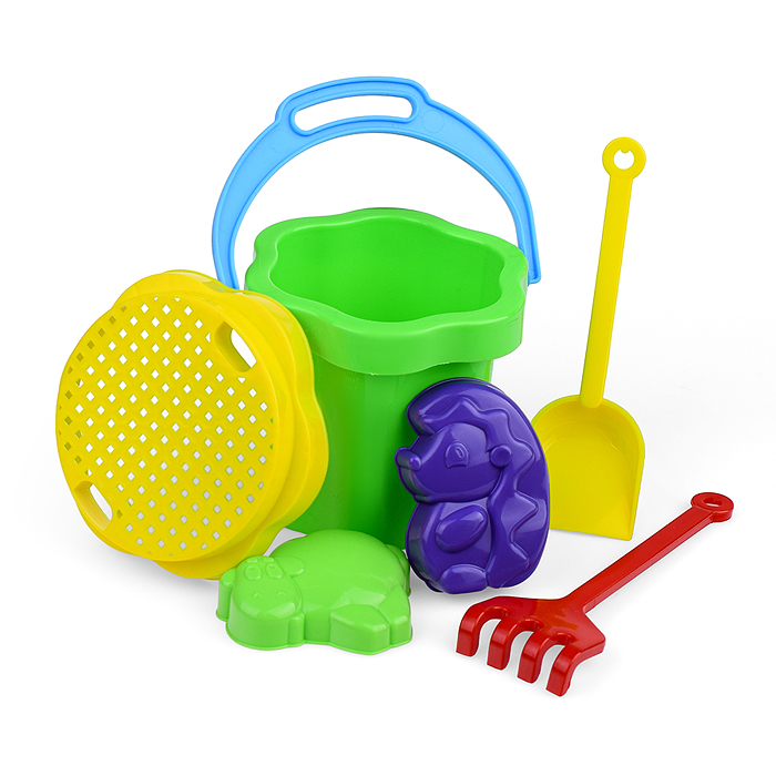 Фото к товару Песочный набор №103 (ведро-цветок 0,3 л, сито, грабли, совок, 2 формочки) Песочный набор №103 (ведро-цветок 0,3 л, сито, грабли, совок, 2 формочки)