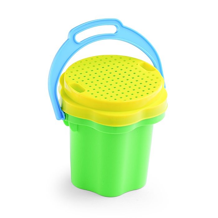 Фото к товару Песочный набор №103 (ведро-цветок 0,3 л, сито, грабли, совок, 2 формочки) Песочный набор №103 (ведро-цветок 0,3 л, сито, грабли, совок, 2 формочки)