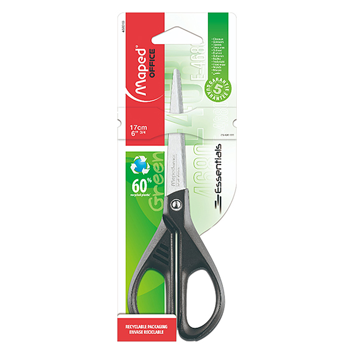 Ножницы 210мм "Essentials Green", черные, эргоном.ручки, карт.упак.с европодвесом