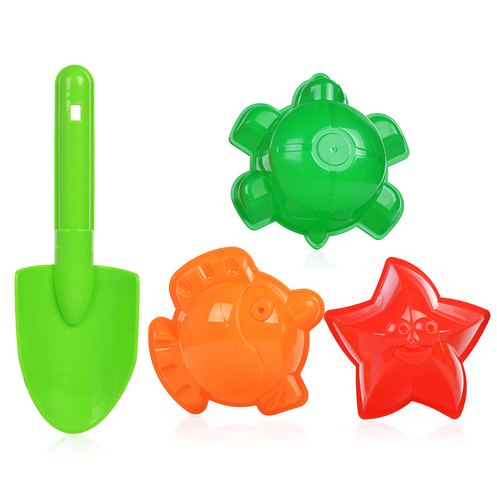 Набор песочный: 3 формочки и совочек, 19 см., в сетке Набор песочный: 3 формочки и совочек, 19 см., в сетке