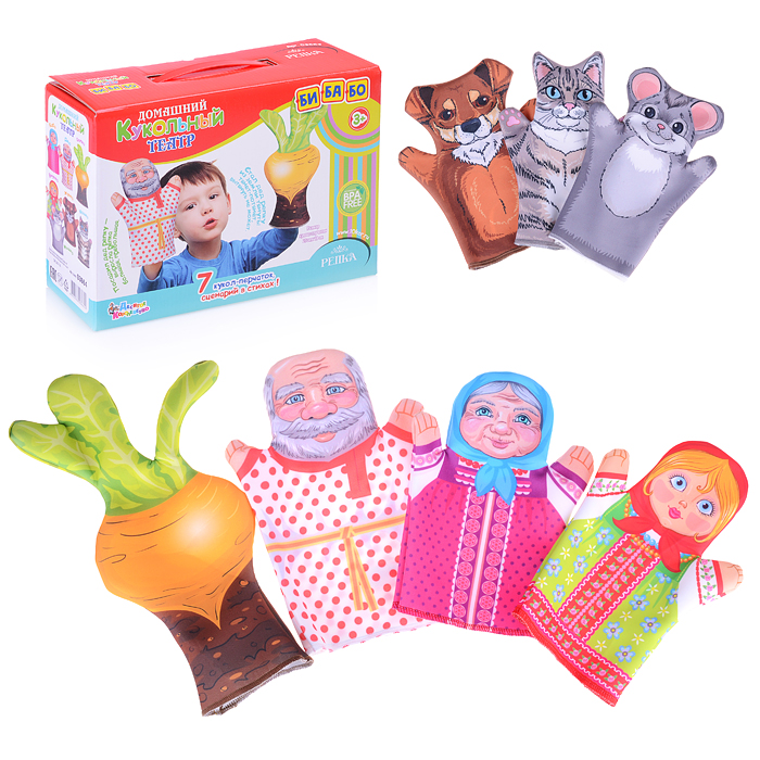 Домашний кукольный театр. "Репка" (7 кукол-перчаток) Домашний кукольный театр. "Репка" (7 кукол-перчаток)