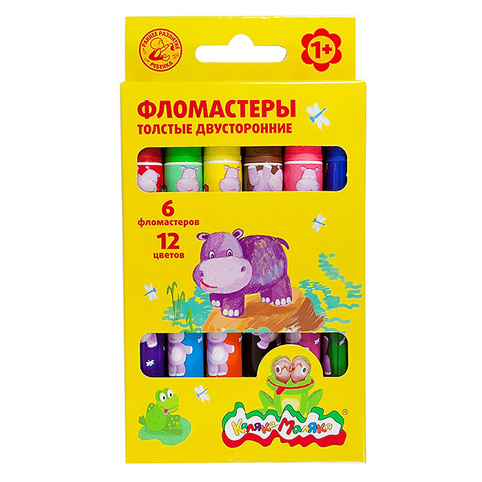 Фломастеры 12 цв. толстые двухсторонние 6 шт. Фломастеры 12 цв. толстые двухсторонние 6 шт.