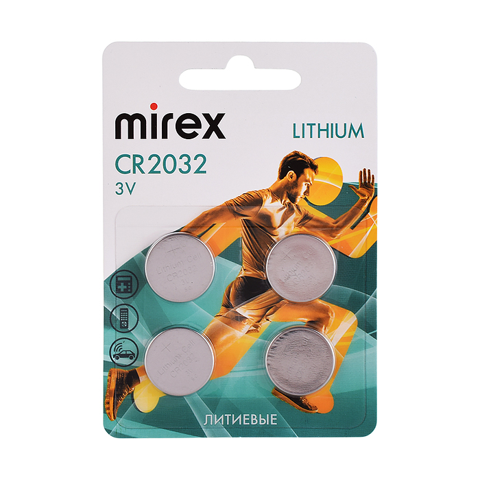 Батарея литиевая Mirex CR2032 3V  4 шт, блистер