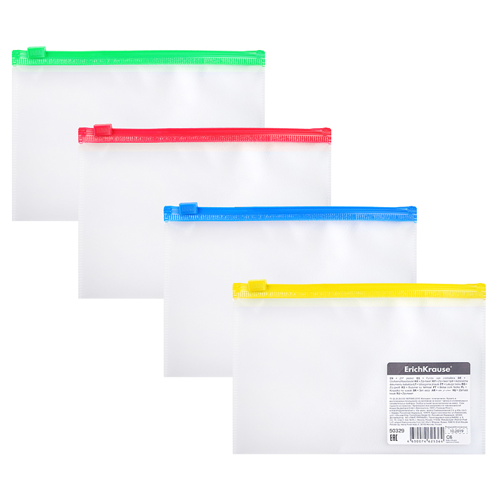 ZIP-пакет пластиковый Fizzy Clear c цветной молнией, C6, ассорти (12 шт.) ZIP-пакет пластиковый Fizzy Clear c цветной молнией, C6, ассорти (12 шт.)