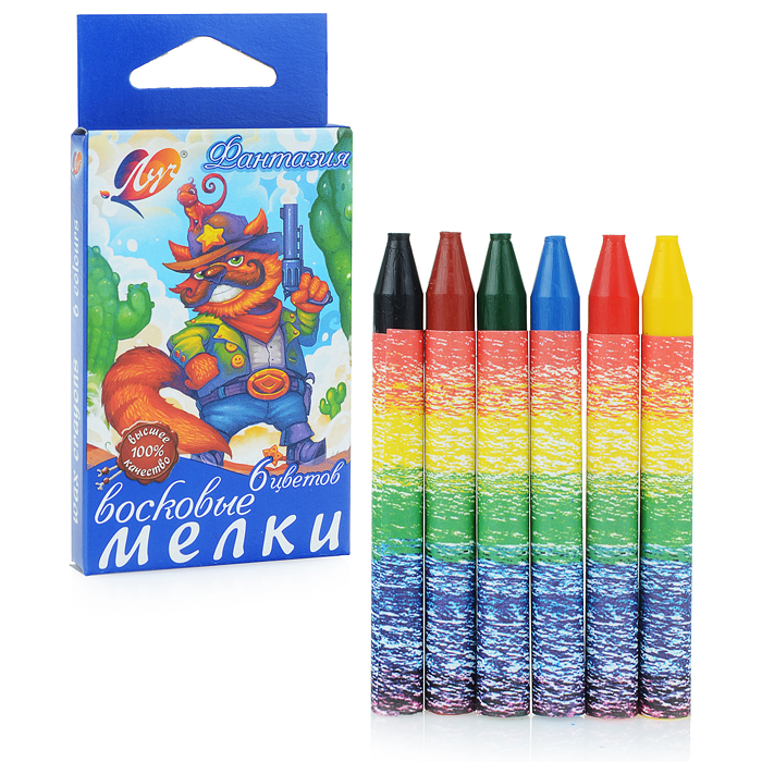 Мелки восковые 6 цв. "Фантазия" (круглые) на масляной основе Мелки восковые 6 цв. "Фантазия" (круглые) на масляной основе