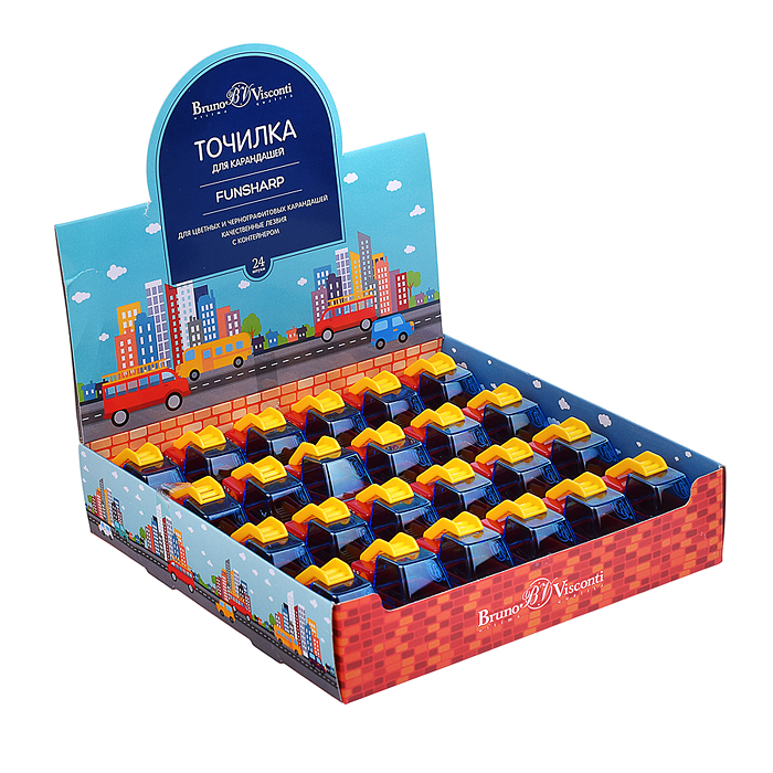 Фото к товару Точилка с контейнером, 1 отверстие "Машинка" Точилка с контейнером, 1 отверстие "Машинка"