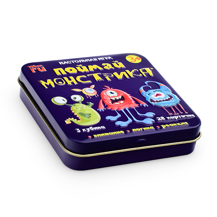 Фото к товару Игра настольная "Поймай монстрика" (жестяная коробочка) Игра настольная "Поймай монстрика" (жестяная коробочка)