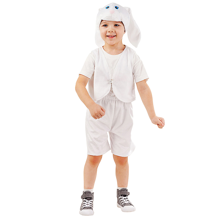 Костюм "Заяц белый Ваня" (жилет, шорты, шапка) размер 98-52 Костюм "Заяц белый Ваня" (жилет, шорты, шапка) размер 98-52