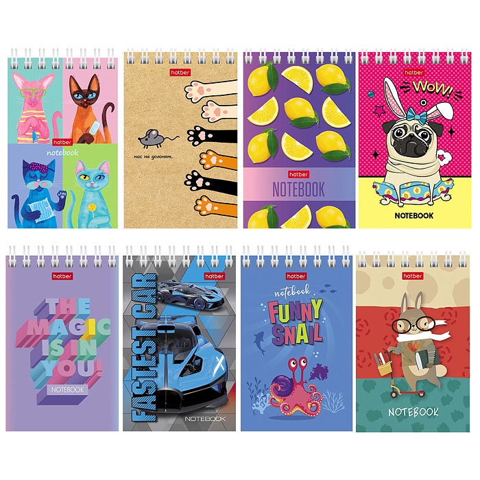 Блокнот А7 40л клетка "Ассорти" на гребне Блокнот А7 40л клетка "Ассорти" на гребне