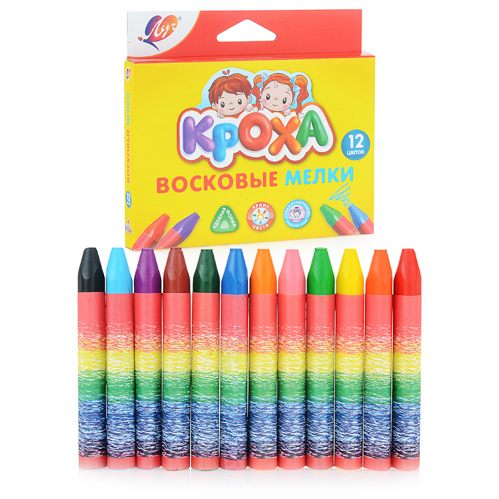 Мелки восковые 12 цв. на масляной основе "Кроха" (треугольные) Мелки восковые 12 цв. на масляной основе "Кроха" (треугольные)