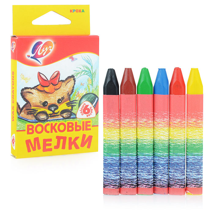 Мелки восковые 6 цв на масляной основе "Кроха" (треугольные) Мелки восковые 6 цв на масляной основе "Кроха" (треугольные)