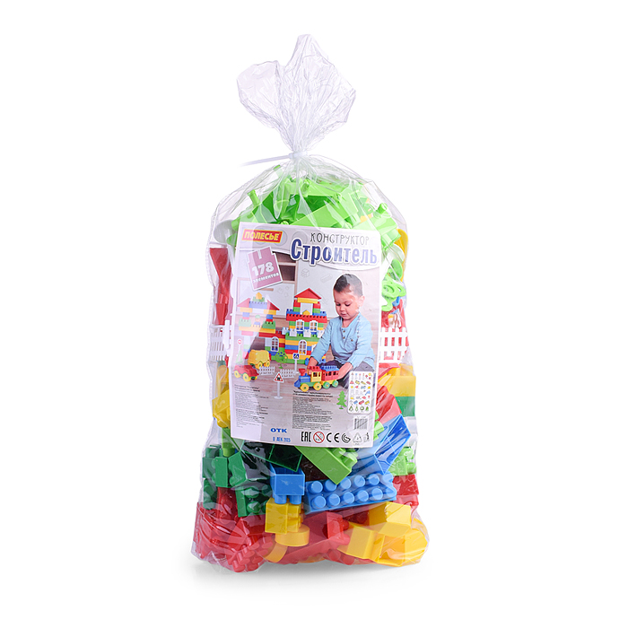 Фото к товару Конструктор "Строитель" (178 элементов) (в пакете) Конструктор "Строитель" (178 элементов) (в пакете)