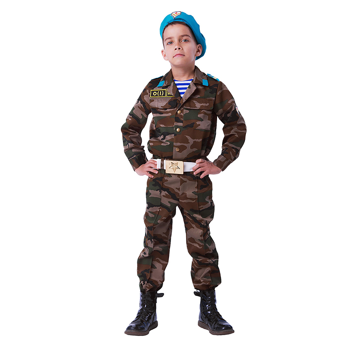 Костюм "Десантник"(рубашка, брюки, тельняшка, берет, ремень) размер 146-38 Костюм "Десантник"(рубашка, брюки, тельняшка, берет, ремень) размер 146-38