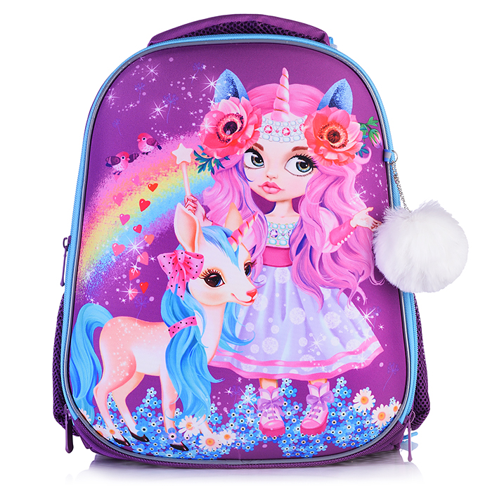 Рюкзак каркасный "Девочка и Единорог" формованный из полимеров, материал: нейлон, полиэстер, п