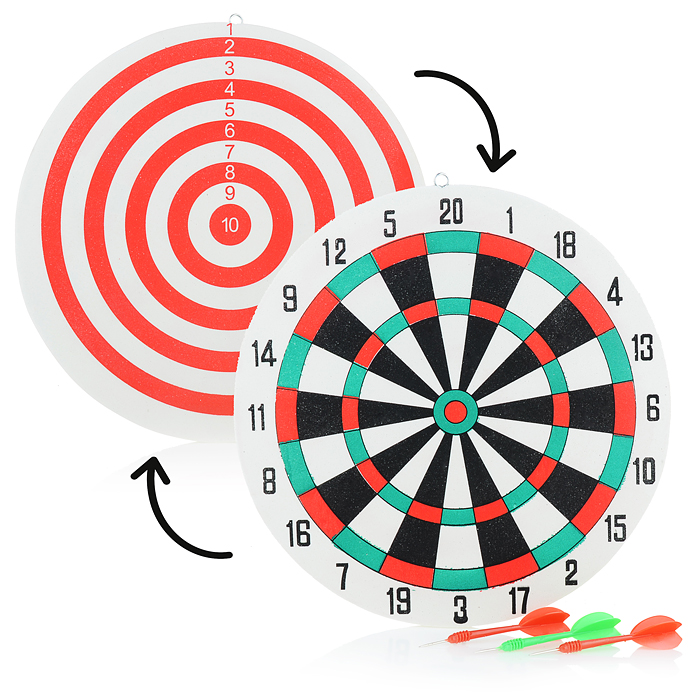 Дартс U035503Y "В яблочко" с 3 дротиками,dm29см, в пакете Дартс U035503Y "В яблочко" с 3 дротиками,dm29см, в пакете