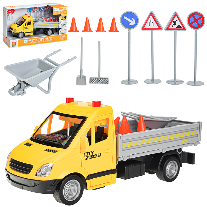 Машина WY593A "Дорожные работы" 1:16 (свет, звук) в коробке