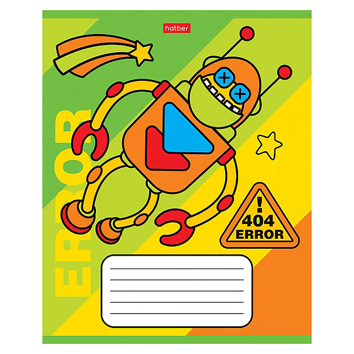 Тетрадь 12л А5ф линия, на скобе  5 диз.в блоке скругл.углы серия  -Я-робот-