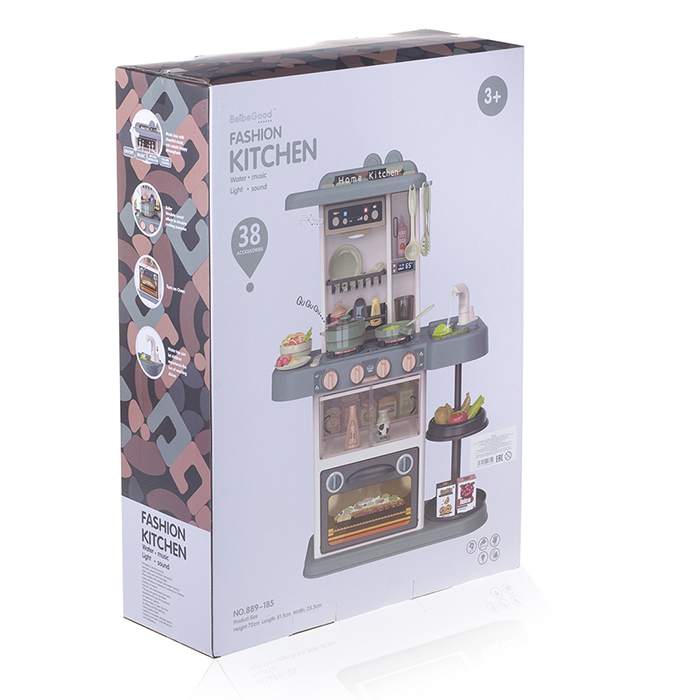 Фото к товару Игровой набор кухня 889-185 "Жарим, парим!" (свет, звук) 38 предметов, в коробке Игровой набор кухня 889-185 "Жарим, парим!" (свет, звук) 38 предметов, в коробке