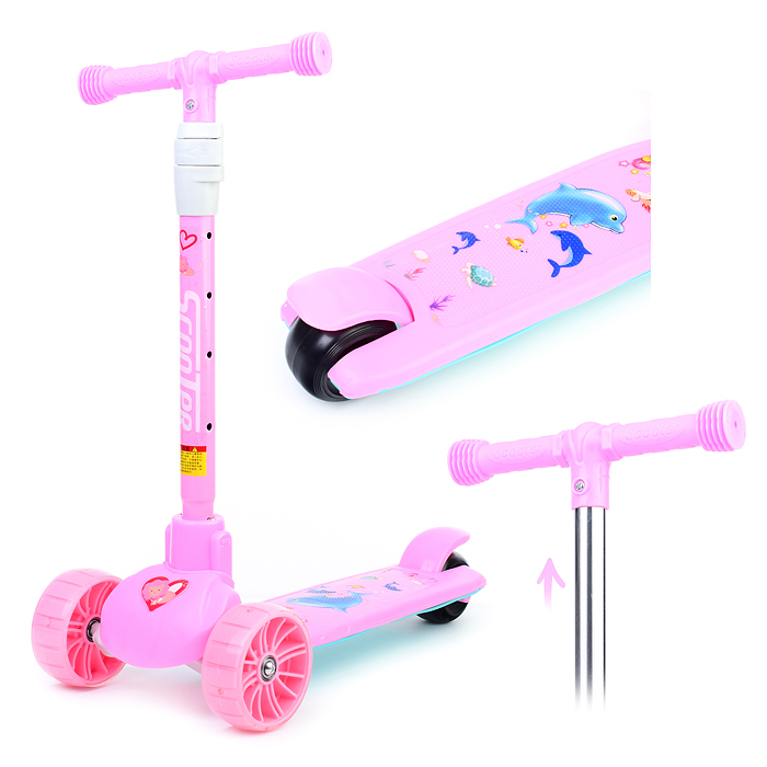 Самокат U038228Y 3-х кол., розовый, PU, ABEC 7, в коробке