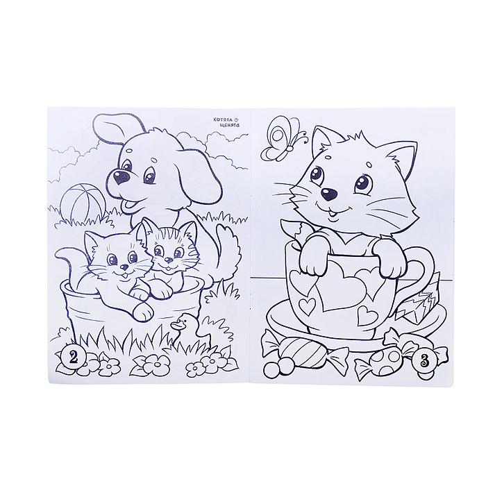 Фото к товару Книжка-раскраска "Котята и щенята" 17х23 Книжка-раскраска "Котята и щенята" 17х23