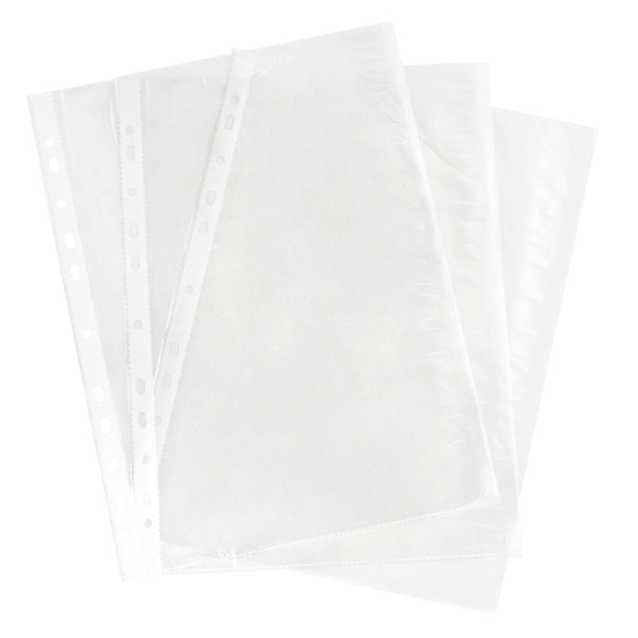 Вкладыш-файл А4 перфорированные эконом, 100шт., гладкие, 0,025мм,