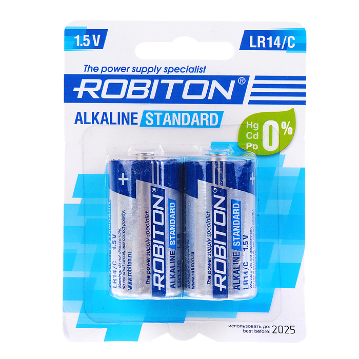 Батарейки алкалиновые ROBITON STANDARD LR14 BL2, в блист. 2 шт Батарейки алкалиновые ROBITON STANDARD LR14 BL2, в блист. 2 шт