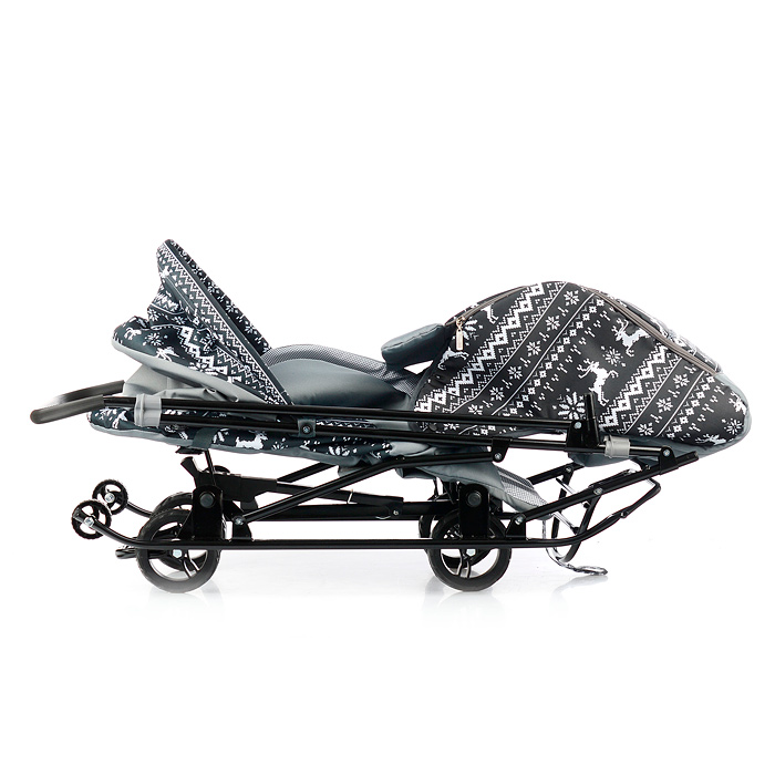 Фото к товару Санки-коляска Снежинка универсал-1 (олени на черном) Санки-коляска Снежинка универсал-1 (олени на черном)
