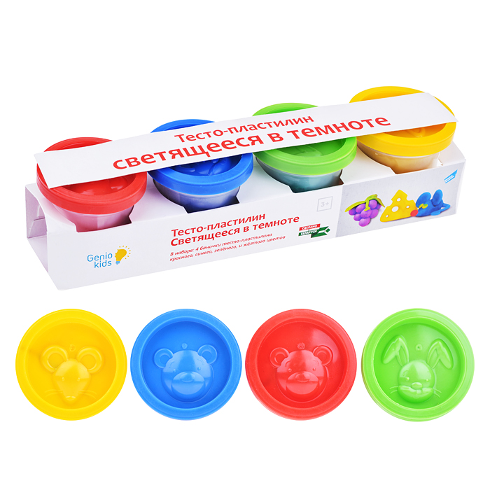 Набор для детской лепки "Тесто-пластилин. Светящееся в темноте!" Набор для детской лепки "Тесто-пластилин. Светящееся в темноте!"